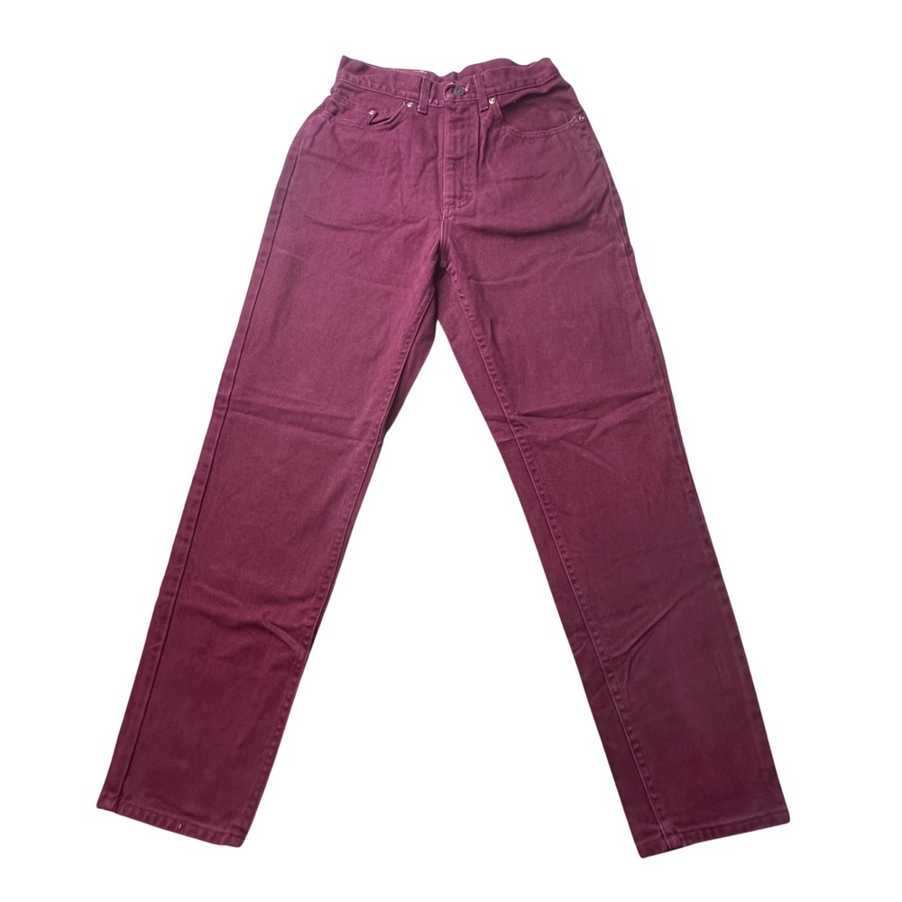 Vintage Lee Jeans Womens 9 Burgundy Regular Fit Tapered Leg High Waisted USA NWT